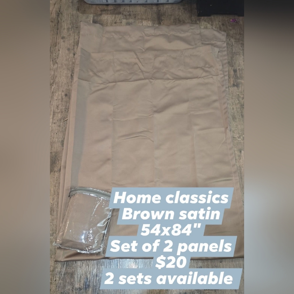 Home classics Brown satin curtains Like New!